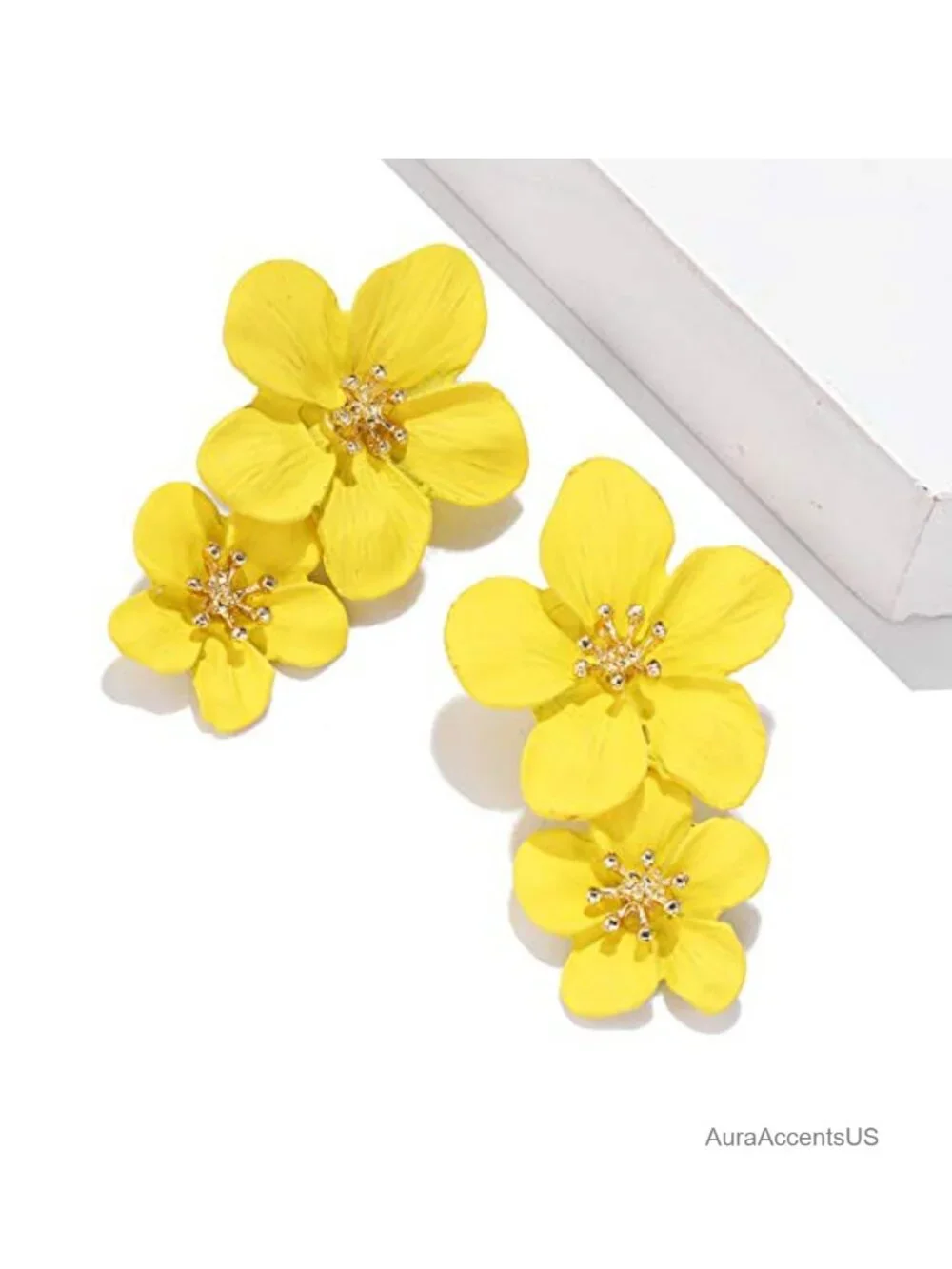 Boho Flower Dangle Earrings Layered Petal Drop Alloy Chic Wedding Jewelry